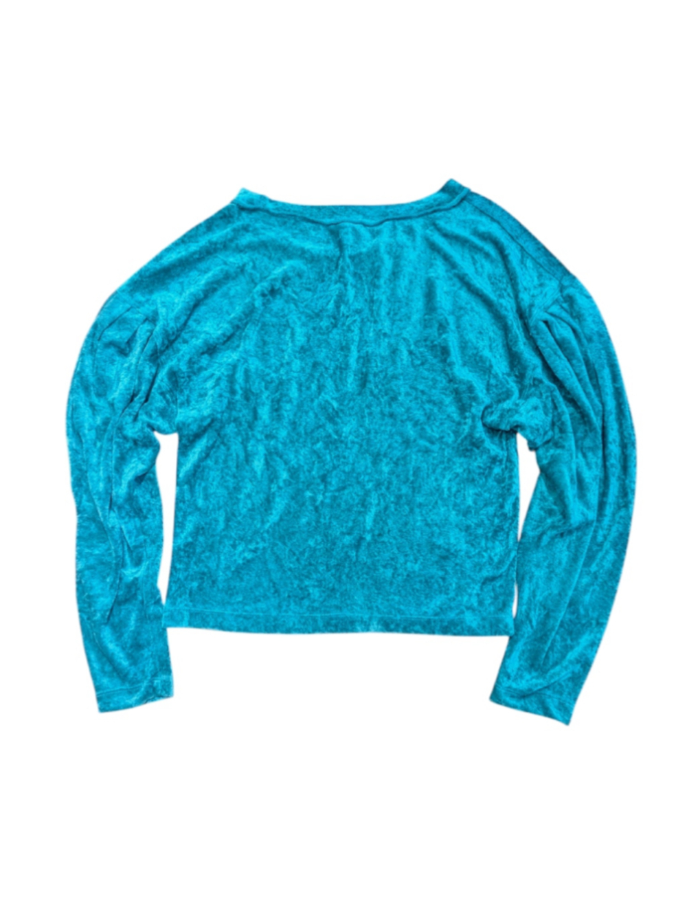 Free People Milan Teal Crushed Velvet Long Sleeve Top Small - Picture 6 of 13